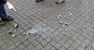 Impact location of second meteorite found on parking lot in Herlev on Feb 2 / photo: TV2